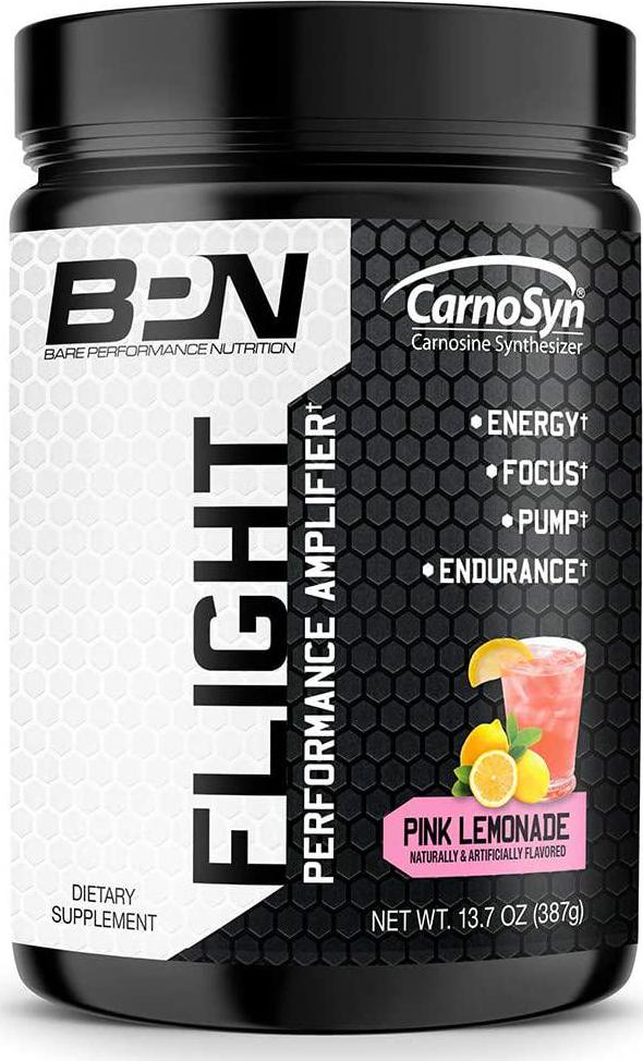 Bare Performance Nutrition, Flight Pre Workout, Energy, Focus and Endurance, Formulated with Caffeine Anhydrous, DiCaffeine Malate, N-Acetyl Tyrosine (30 Servings, Pink Lemonade)
