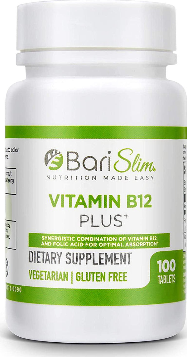 BariSlim Vitamin B12 Plus – 100 Tablets – Bariatric Vitamin B12 Formulated for Patients After Weight Loss Surgery Including Gastric Bypass and Gastric Sleeve – Natural Cherry Flavor