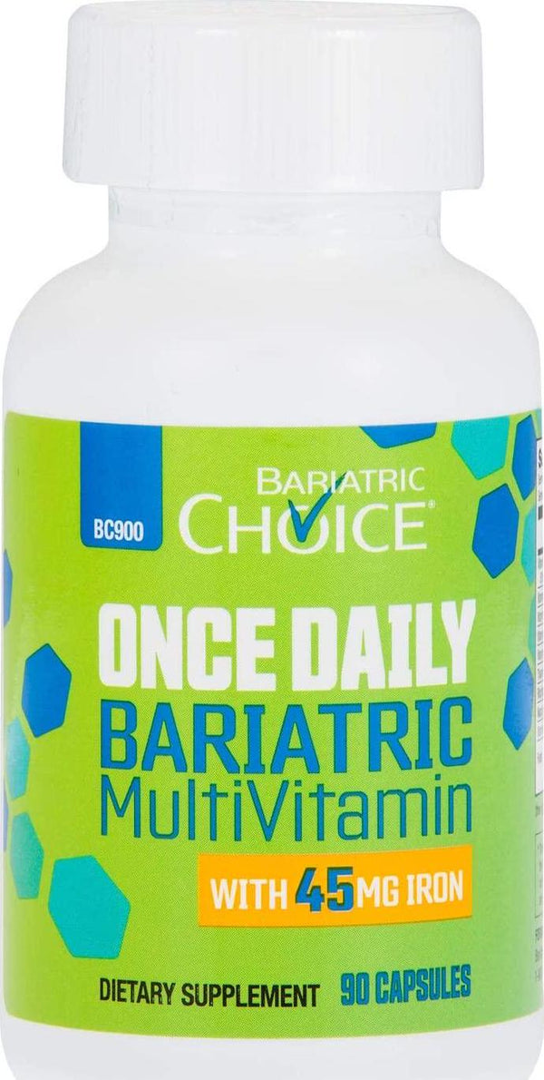 Bariatric Choice ONCE DAILY Bariatric Multivitamin Capsule with 45 mg of Iron (90 Count), Bariatric Vitamin Supplement for Post Bariatric Surgery Gastric Bypass Patients