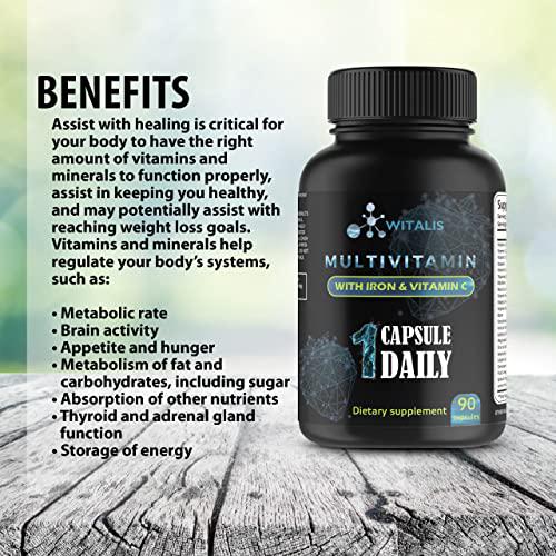 Bariatric Multivitamin - Vitamins for Post Gastric Bypass and Sleeve - Advantage for Weight Loss Surgery -with 30mg Iron and Vitamin C - 90 Vegan, Non-GMO, Dairy and Soy Free - Post Bariatric Health