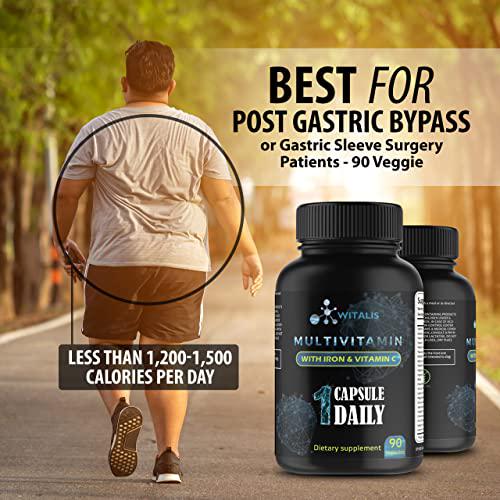 Bariatric Multivitamin - Vitamins for Post Gastric Bypass and Sleeve - Advantage for Weight Loss Surgery -with 30mg Iron and Vitamin C - 90 Vegan, Non-GMO, Dairy and Soy Free - Post Bariatric Health