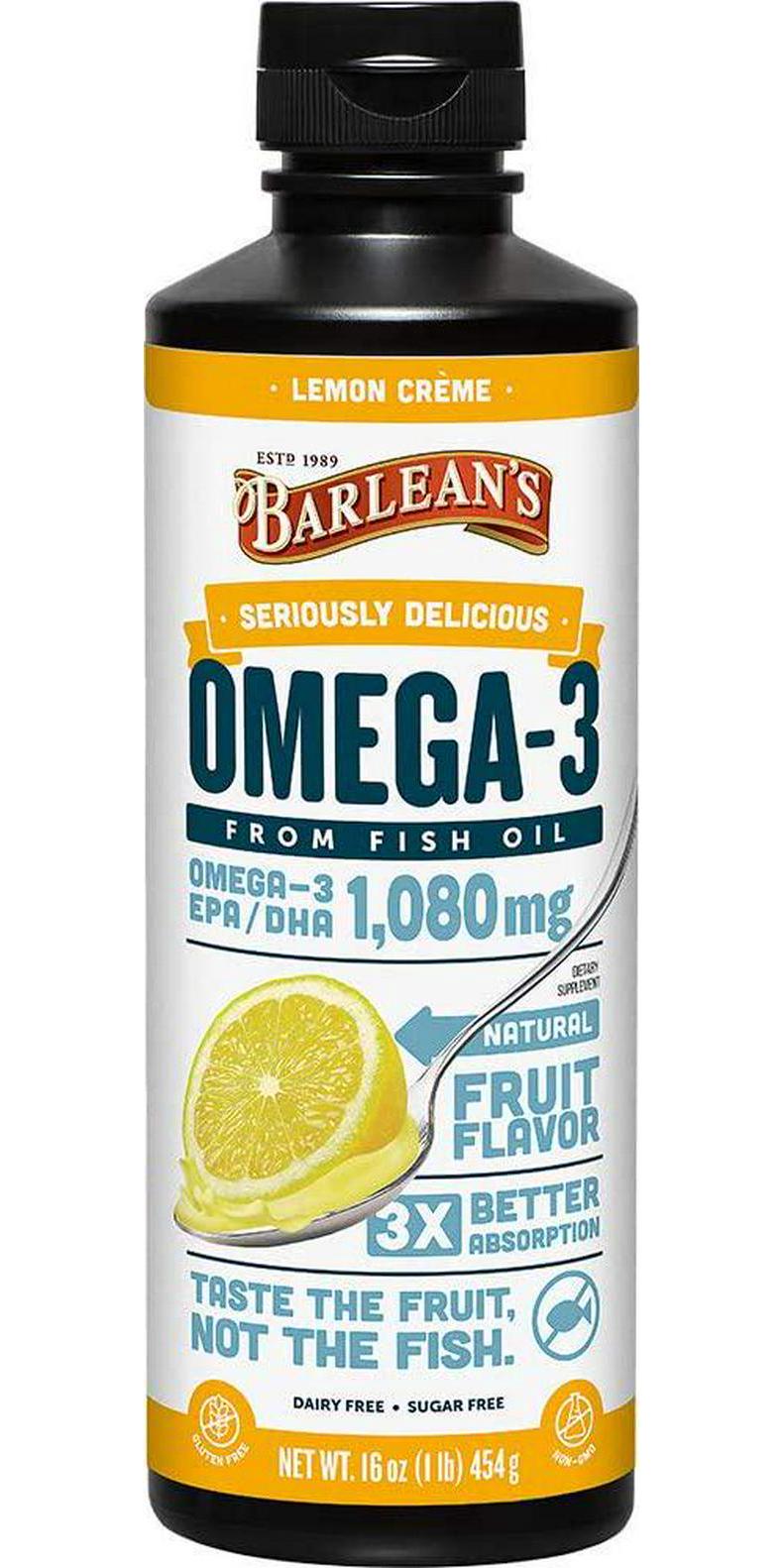 Barlean's Omega Swirl Fish Oil Lemon Zest, 16-Ounce Bottle-Packing May Vary