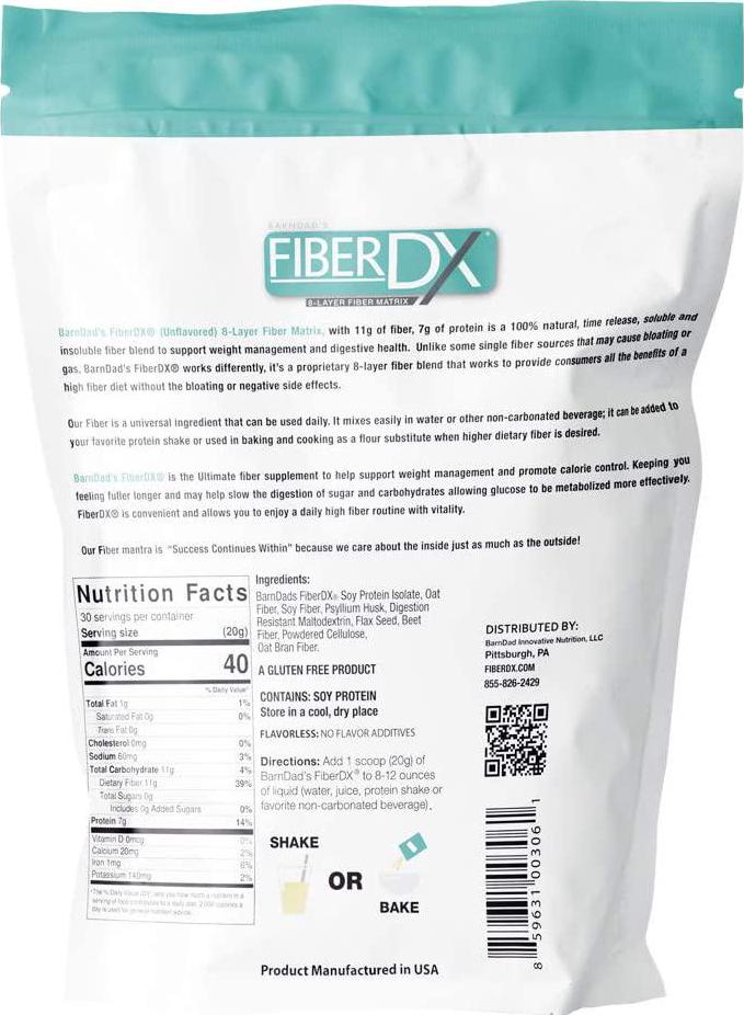 BarnDad Innovative Nutrition, LLC FiberDX, 1.32 Pound, Unflavored 1.32 Pound (Pack of 1) Ultra Fiber