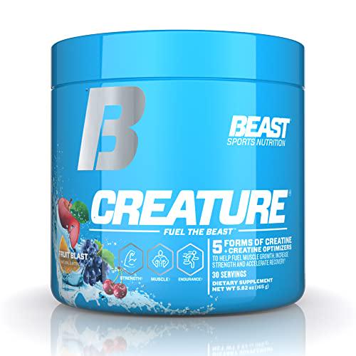 Beast Sports Nutrition Creature, Fruit Blast - 30 Servings - 5 Forms of Creatine + Creatine Optimizers - Improve Strength, Muscle Tone, Endurance, Recovery and Energy Production