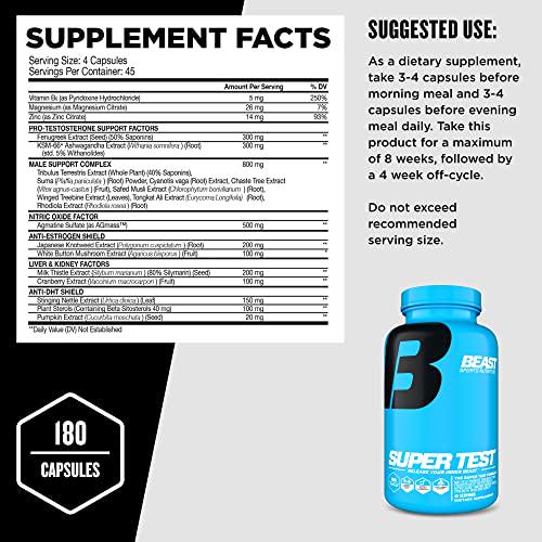 Beast Sports Nutrition Beast Test Stack - Includes Super Test (180 Capsules) and Super Test Maximum (120 Capsules) - Powerful Combo to Maximize Strength, Recover Faster and Increase Performance