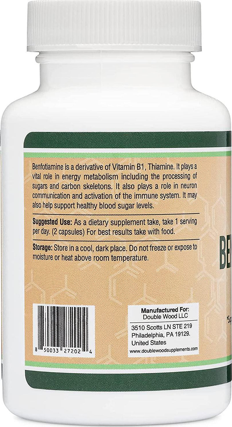 Benfotiamine 300mg (Third Party Tested, 120 Capsules) Made in The USA, to Boost Thiamine Levels (More Absorbable Than Thiamine) by Double Wood Supplements