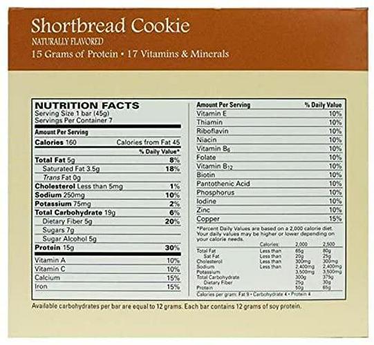 BestMed - High Protein Nutrition Bar - Low-Carb, 15g Protein, Low Sugar, High Fiber, Low Calorie, Meal Replacement Bar (Shortbread Cookie, 1 Box - 7 Count)