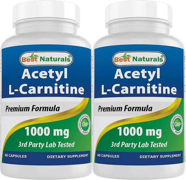 Best Naturals Acetyl L-Carnitine 1000 mg 60 Capsules (60 Count (Pack of 2))