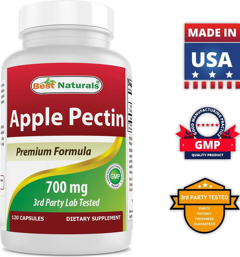 Best Naturals Apple Pectin 700 mg - Dietary Fiber - Intestinal Support - 120 Capsules (120 Count (Pack of 2))