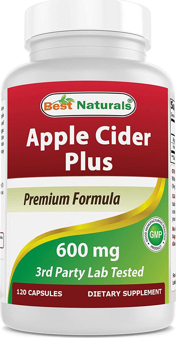 Best Naturals Apple Cider Vinegar Plus 500 Mg Capsules, 120 Count