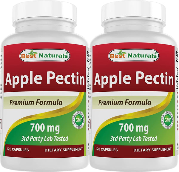Best Naturals Apple Pectin 700 mg - Dietary Fiber - Intestinal Support - 120 Capsules (120 Count (Pack of 2))