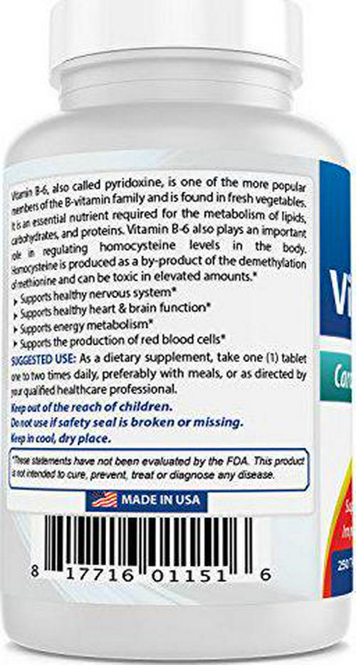 Best Naturals Vitamin B6 50 Mg 250 Tablets