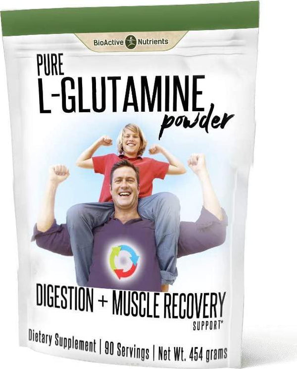 BioActive Nutrients Pure L-Glutamine Powder Supplement - Optimum Gut Health and Muscle Recovery Support - Restore, Revive, and Repair - Nutrition Supplements Powder - Gluten-Free - 454 g / 90 Servings