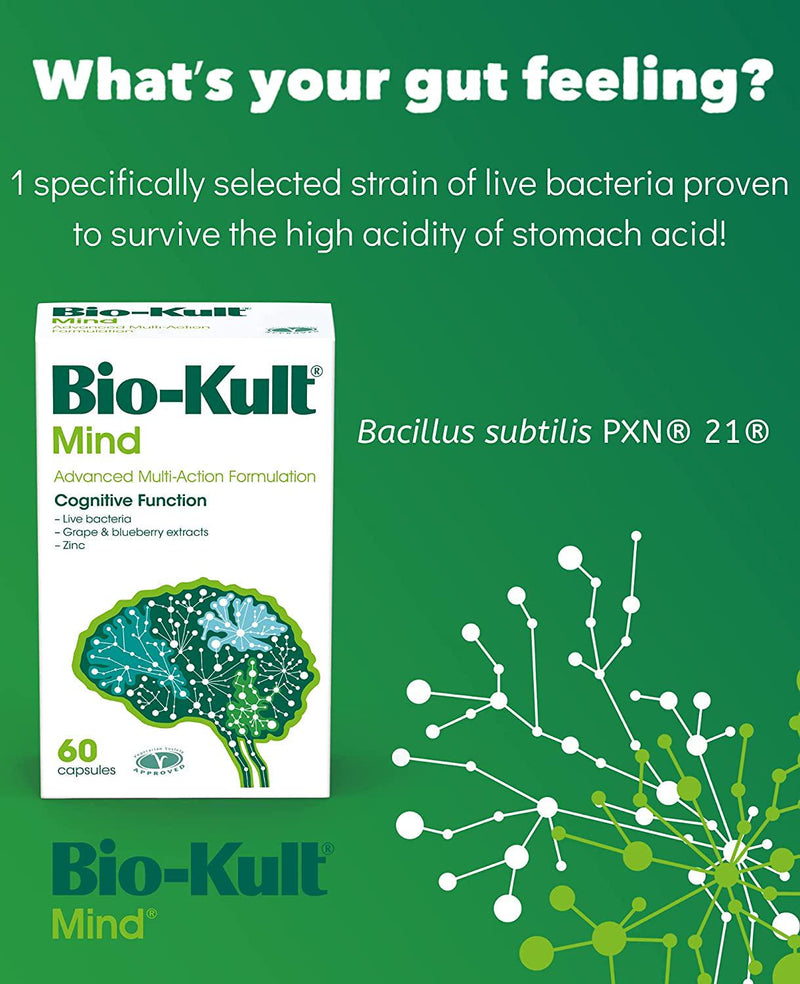 Bio-Kult Mind - Probiotic Targeting Cognitive Function, Wild Blueberry and Grape Extracts, Zinc Citrate, 60 count