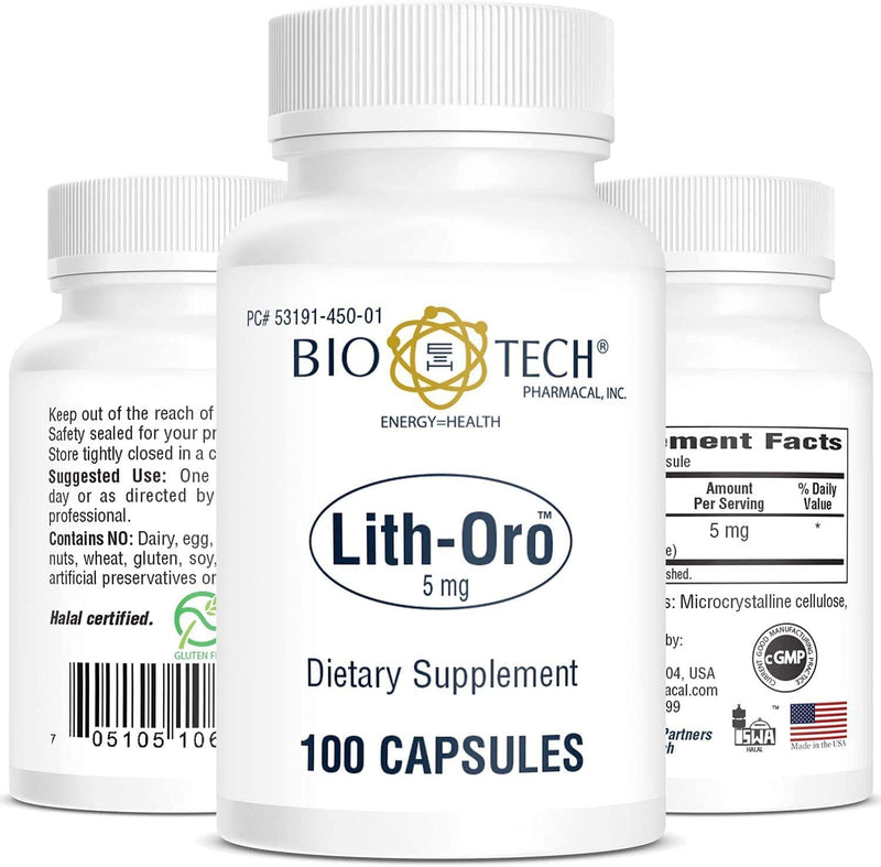 Bio-Tech Pharmacal Lith-Oro Dietary Supplement (5mg, 100 Count)