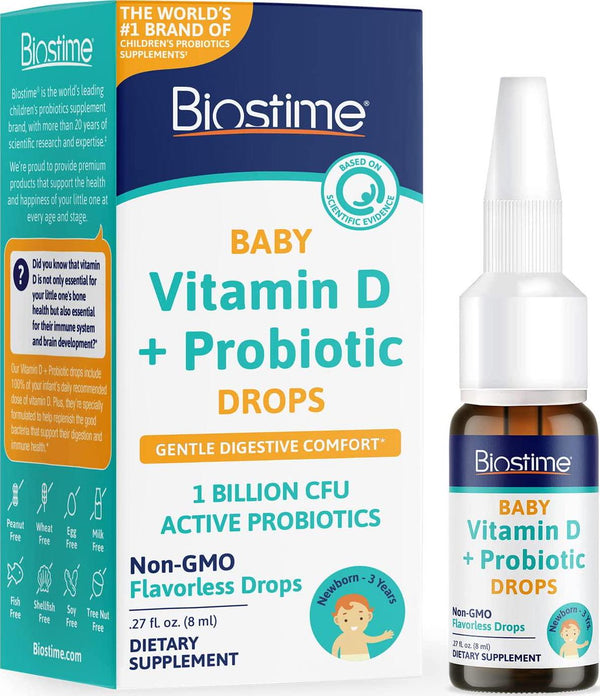 Biostime Vitamin D Drops for infants, kids vitamin d and baby probiotic drops, infant probiotic, vitamin d kids, infant vitamin d drops newborn vitamin d drops- immune support -400 IU per drop - 32 SVGs