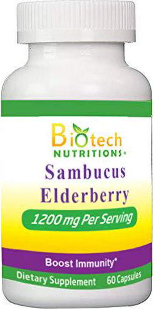 Biotech Nutritions Sambucus Elderberry 10:1 Extract 1200 mg Serving 60 Vegetable Capsules