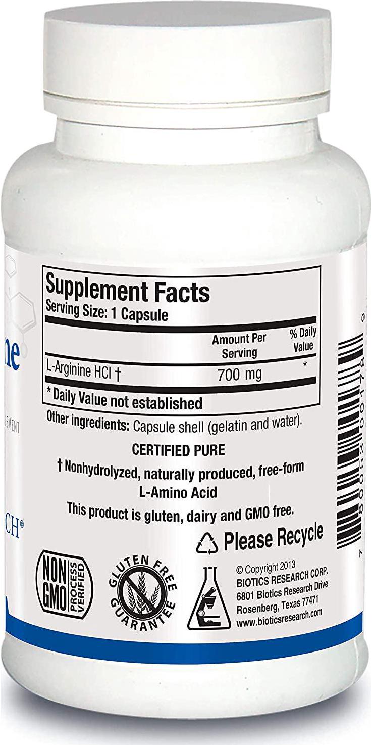 Biotics Research L-Arginine – 700mg, Important Amino Acid, Building Block for Muscles, Exercise Performance, Connective Tissue Support, Nitric Oxide Booster, Supports Cardiovascular Health. 100 caps