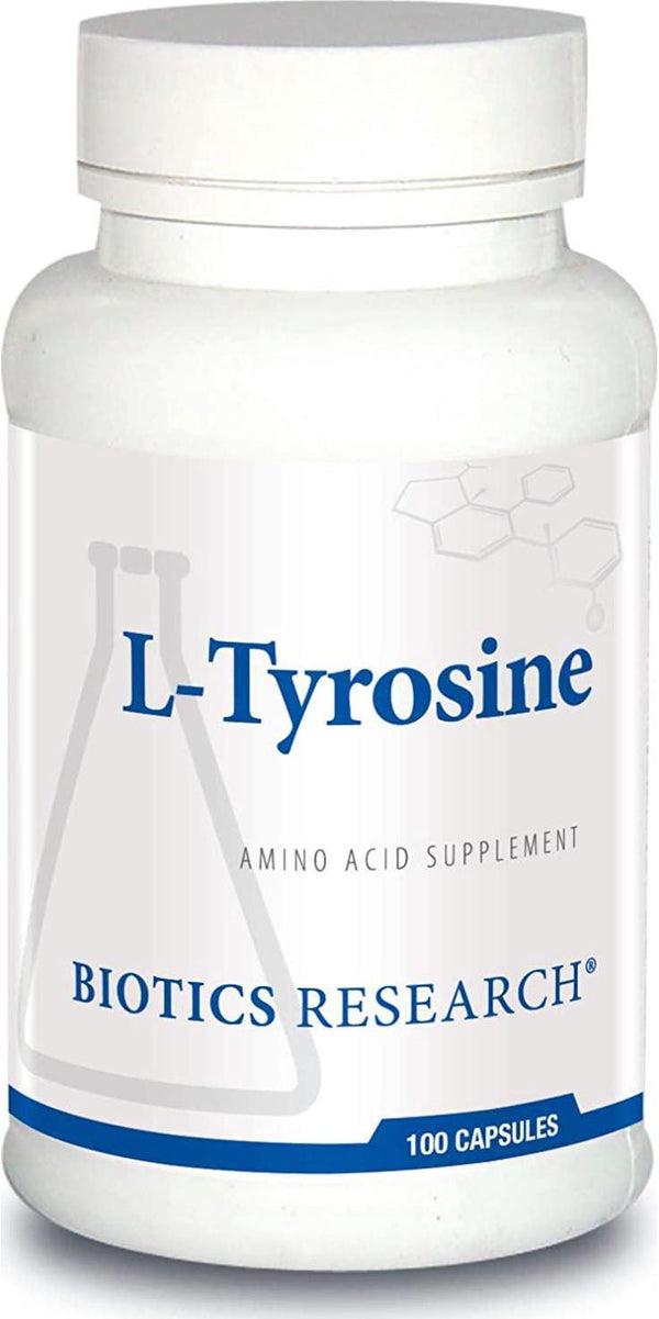 Biotics Research L-Tyrosine - 500 mg, Mood and Memory Support, Supports Overall Relaxation Response, Supports Thyroid Function. 100 Capsules