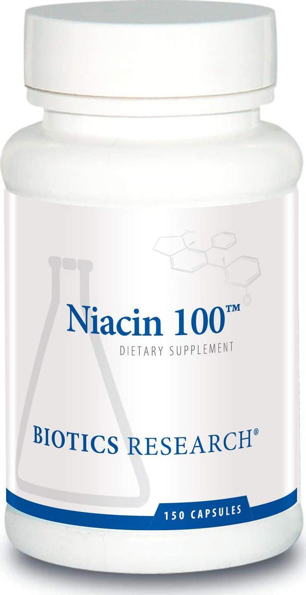 Biotics Research Niacin 100 -- 100 mg Niacin, Vitamin B3, Cholesterol, HDL, LDL, Triglyceride, LP, Cardiovascular Health. 150 Caps
