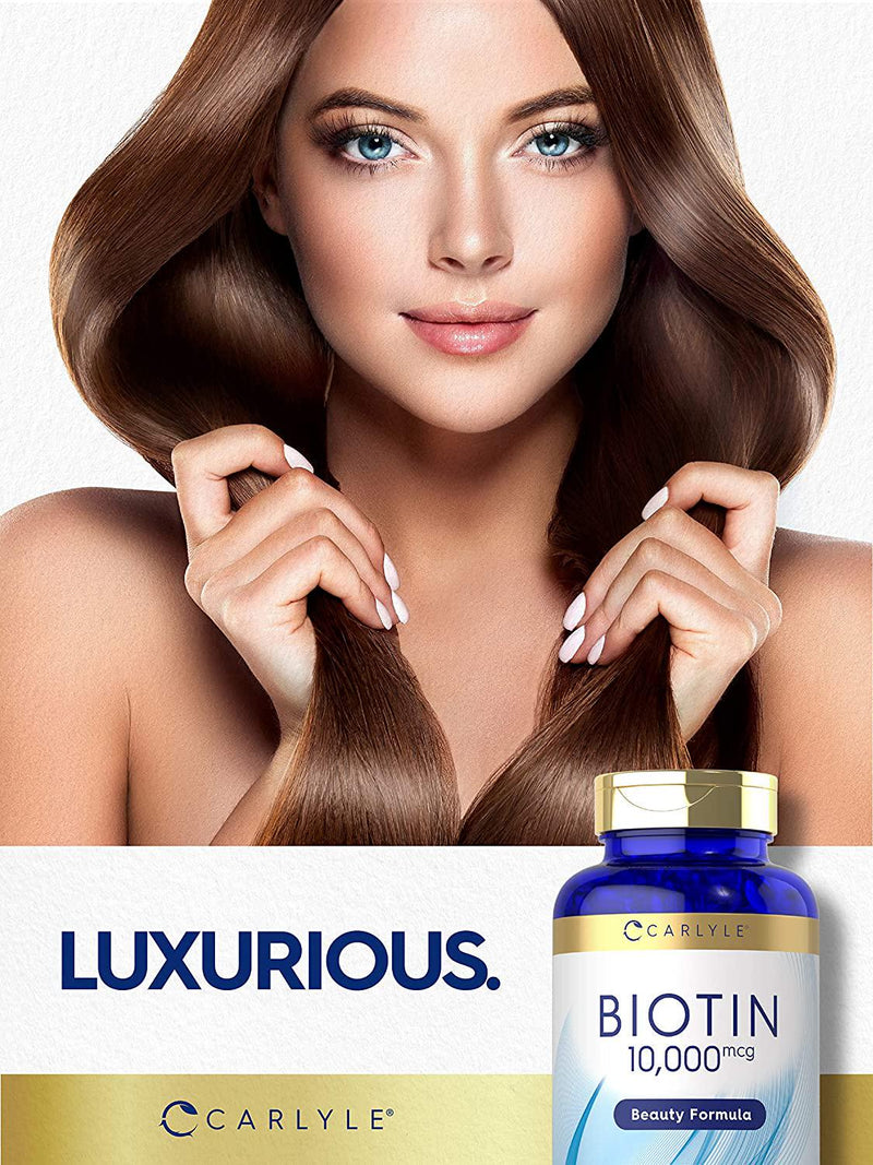 Biotin 10000mcg | 300 Softgels | Max Strength | Non-GMO, Gluten Free Supplement | by Carlyle