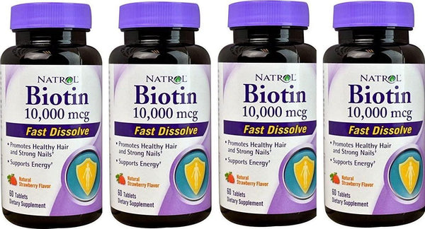Biotin 10,000mcg Fast Dissolve, Pack of 4