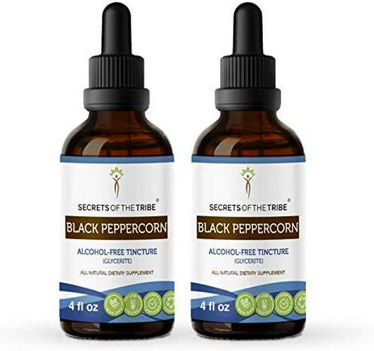Black Peppercorn Alcohol-Free Liquid Extract, Organic Black Peppercorn (Piper nigrum) Tincture Supplement (2x4 FL OZ)