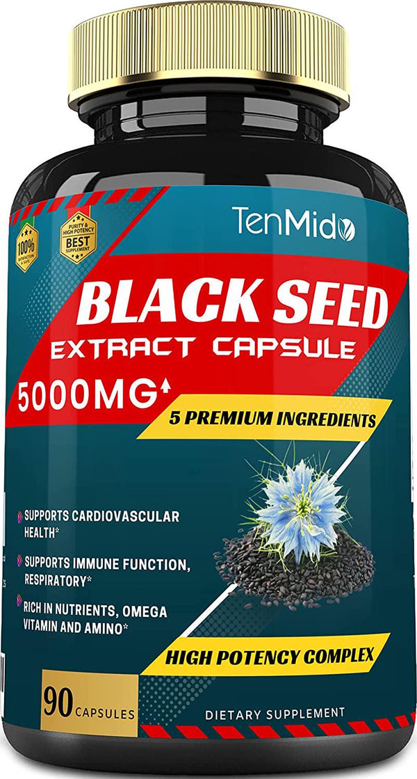 Black Seed Extract Capsules 5000mg and Apple Cider, Turmeric, Fenugreek, Milk Thistle | Rich in Nutrients, Vitamin, Omega | Supports Immune, Joint and Digestive Health | Nigella Sativa Supplement, 90caps