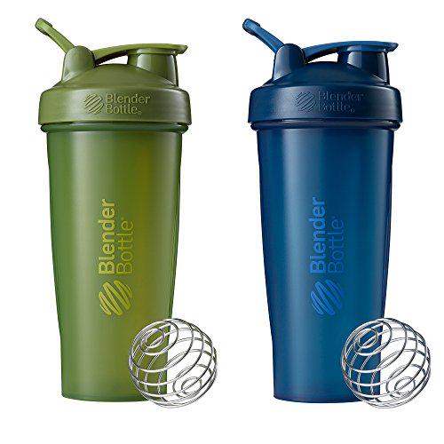 BlenderBottle Classic Shaker Bottle, 28-Ounce (2 Pack), Moss/Moss and Navy/Navy and Classic Shaker Bottle Perfect for Protein Shakes and Pre Workout, 20-Ounce, Pebble Grey