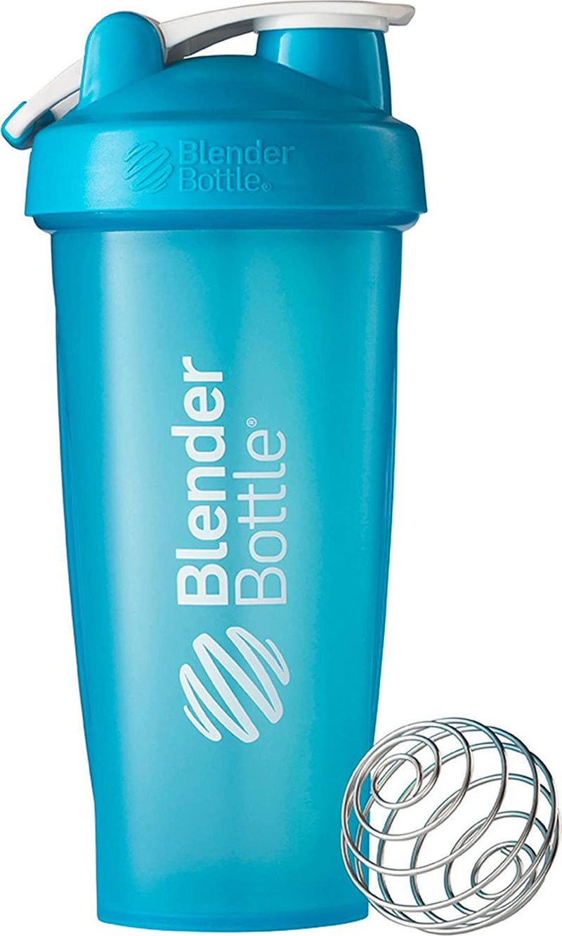 BlenderBottle Disc White Loop Classic Shaker Bottle (Discontinued Model), 28-Ounce Top, Aqua/Aqua