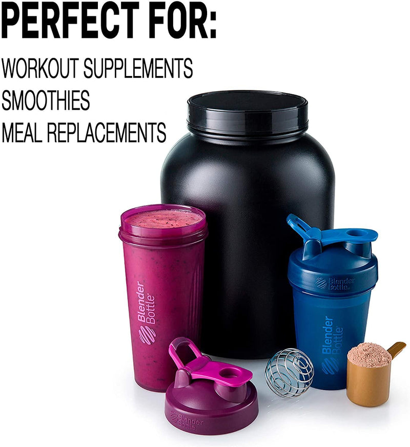 BlenderBottle Shaker Bottle with Pill Organizer and Storage for Protein Powder, ProStak System, 22-Ounce, Black and Classic Shaker Bottle Perfect for Protein Shakes and Pre Workout, 28-Ounce, Black