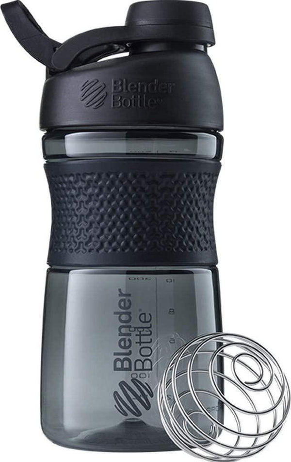 BlenderBottle SportMixer Shaker Bottle Perfect for Protein Shakes and Pre Workout, 20-Ounce, Black