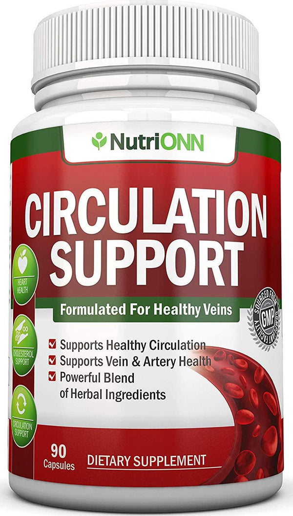 Blood Circulation Support - All Herbal Supplement for Healthy Blood Flow, Arteries and Veins - Promotes Leg Comfort - with Hawthorn, Niacin, L-Arginine, Butcher’s Broom, Cayenne Pepper, Horse Chestnut