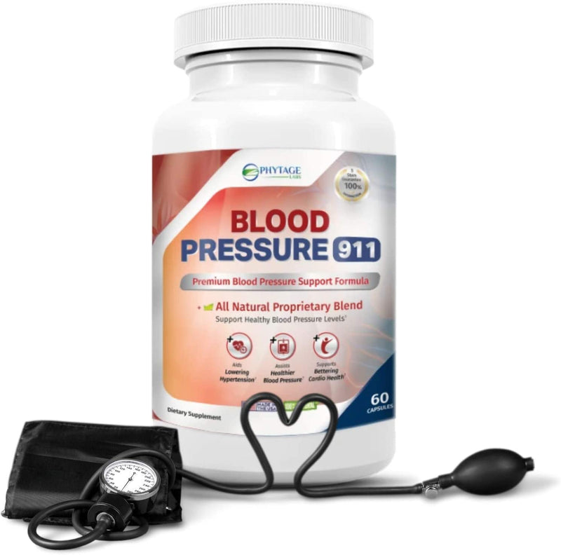 Blood Pressure 911 Support Supplement - PhytAge Labs All Natural Healthy Heart, Cholesterol Level, Cardiovascular Support. 60 Capsules