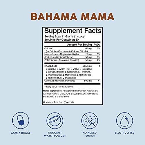 Bloom Nutrition Essential Amino Acids Powder | EAA + BCAA Supplement | Supports Lean Muscle and Hydration | Sugar Free EAAs + BCAAs | Intra + Post Workout Recovery and Energy (Bahama Mama)