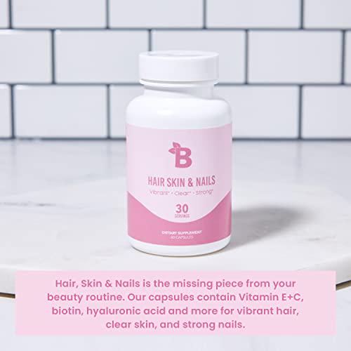 Bloom Nutrition HSN Capsules with Vitamin A, B, C, D, E, Biotin, Folic Acid, and Collagen | Hair Skin and Nails Supplement | Vegan Friendly, Gluten Free, Non-GMO | 60 Count