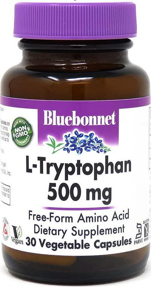 BlueBonnet L-Tryptophan 500 mg Vitamin Capsules, 30 Count