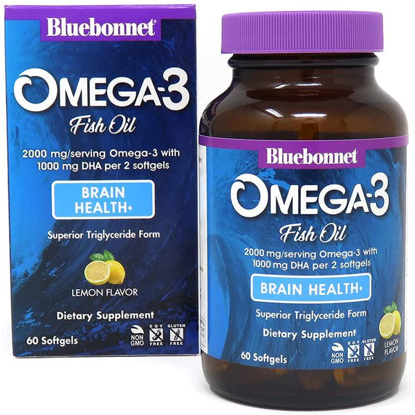 BlueBonnet Natural Omega-3 Brain Formula Softgels, 60 Count