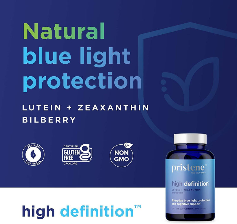 Blue Light Eye Supplement with Lutein, Zeaxanthin, Bilberry - Blue Light Glasses Alternative - Protect Your Eyes from Excessive Screen Time - High Definition (60 Capsules)