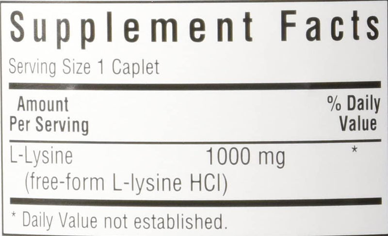 Bluebonnet L-Lysine 1000 mg Caplets, 100 Count