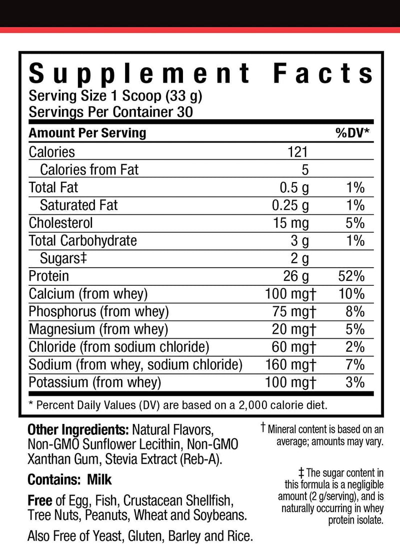 Bluebonnet Nutrition Extreme Edge Whey Protein Isolate Powder, Grass Fed Cows, 26 Grams of Protein, No Sugar Added, Non GMO, Gluten Free, Soy Free, Kosher Dairy, 2 lb, 30 Servings, Vanilla Flavor