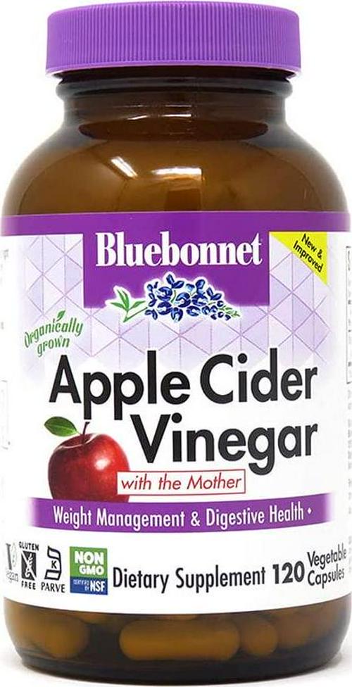 Bluebonnet Nutrition Apple Cider Vinegar, Soy-Free, Gluten-Free, Non-GMO, Dairy-Free, Kosher Certified, Vegan, 120 Vegetable Capsules, 60 Servings