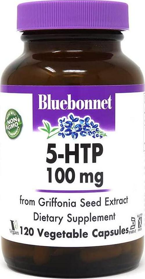 Bluebonnet Nutrition 5-HTP(Hydroxytrypophan) 100mg, for Neurotransmitter Support*, Supports Positive Mood*, Soy-Free, Gluten-Free, Non-GMO, Kosher Certified, Vegan, White,120 Vegetable Capsule