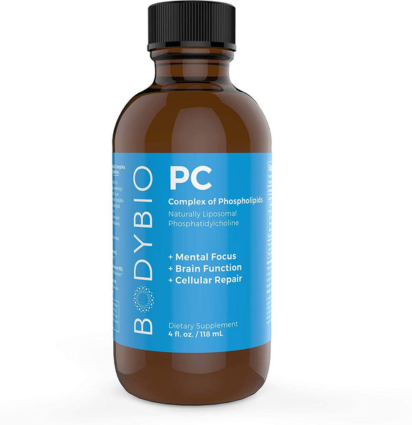 BodyBio - PC Phosphatidylcholine, Liposomal Phospholipid Complex for Cell Health - Enhance Brain Function, Focus, Memory and Clarity - Microbiome Support - Science and Research Backed - 4 oz