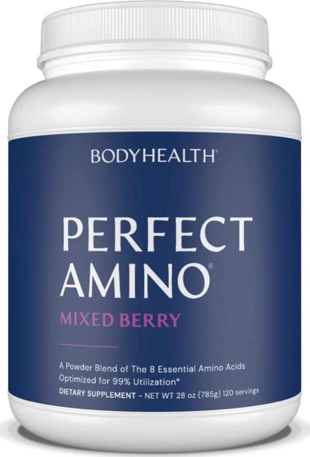 BodyHealth PerfectAmino XP Mixed Berry (120 Servings) Best Pre/Post Workout Recovery Drink, 8 Essential Amino Acids Energy Supplement with 50% BCAAs, 100% Organic, 99% Utilization