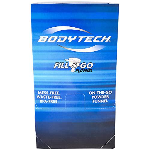 BodyTech Small Funnel Holds 70mL (2.367 Ounces) OnTheGo Powder Funnel, MessFree, WasteFree, BPAFree Blue (25 Count)