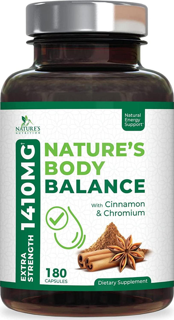 Body Balance Complex, Advanced Extra Strength Herbal Supplement with Cinnamon, Alpha Lipoic Acid and Chromium - 20 Herbs and Vitamin Blend - Best Vegan Complex - 180 Capsules