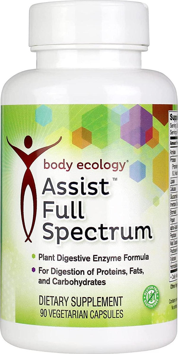 Body Ecology Assist Full Spectrum Enzymes | Plant Digestive Enzyme Supplement | Supports Healthy Digestion and Absorbs Nutrients | 90 Vegetarian Capsules