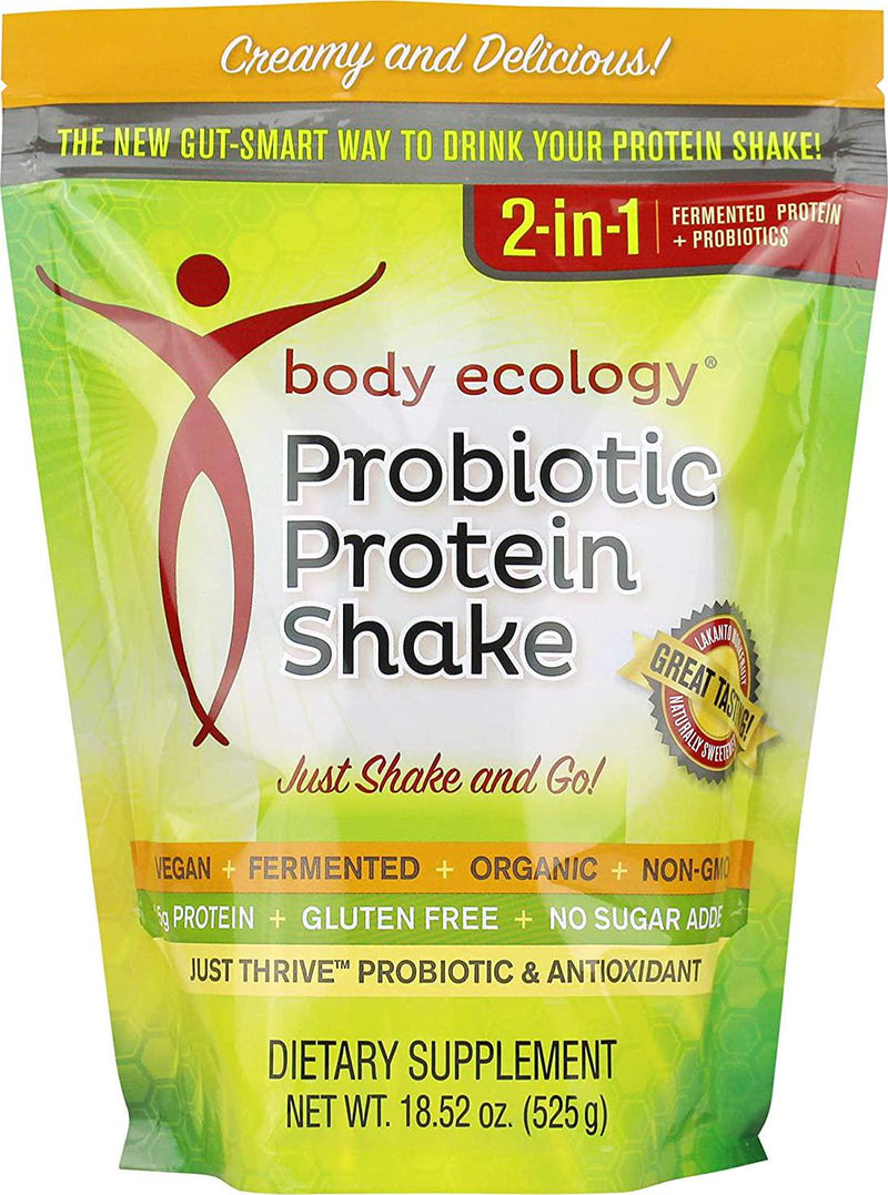 Body Ecology Probiotic Protein Shake Powder | Vegan, Fermented, Organic, Non-GMO, Gluten Free, Soy Free, Dairy Free, No Sugar Added | 15g of Protein | 23 Servings