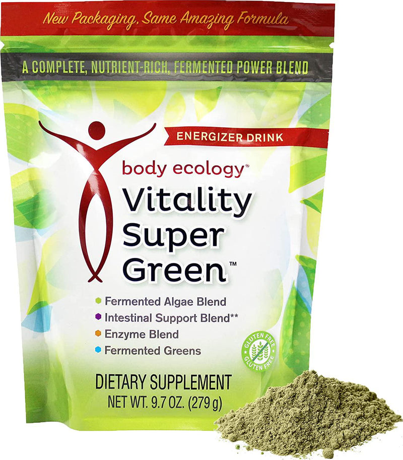Body Ecology Vitality SuperGreen | Non-GMO Organic Superfood Powder with Spirulina, Alfalfa, Chorella, and More | Boosts Energy, Immunity and Health | 30 Servings